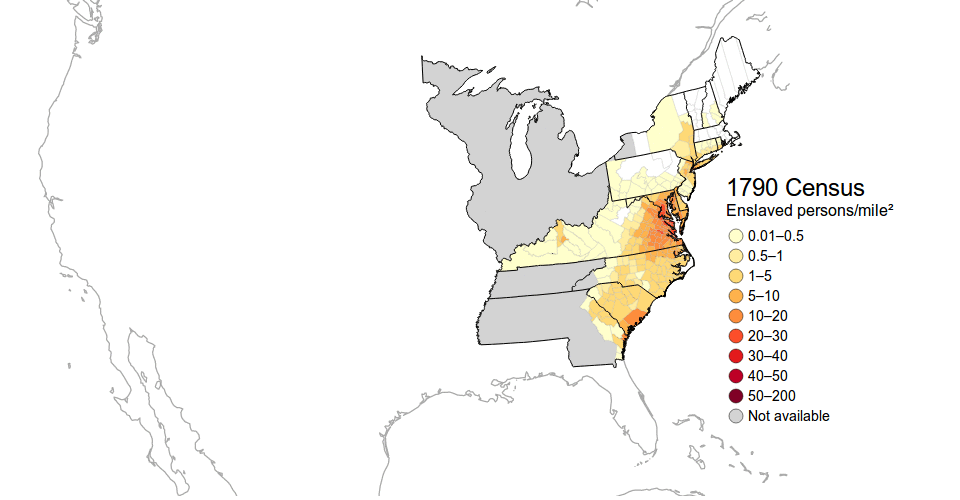 An animation of the density of slave population from 1790 to 1860. Notice that slavery spreads more than it grows.